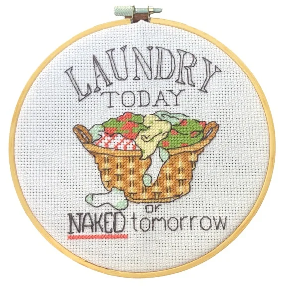 Laundry Today or Naked Tomorrow Cross Stitch Sign - Picture 5 of 5
